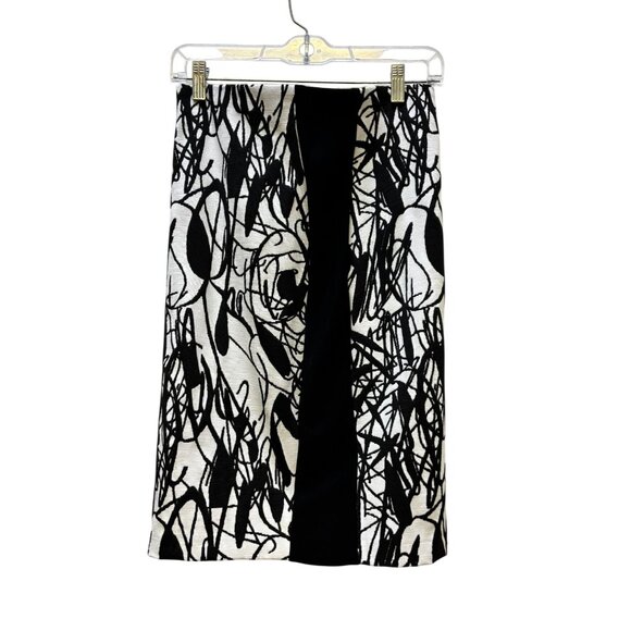 Joseph Ribkoff Black & White Abstract Print Pencil Skirt Size 6 - Picture 2 of 5